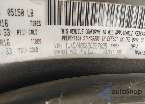 2002 Jeep Grand Cherokee Laredo from USA, damaged, VIN 1J4GX48S82C227035